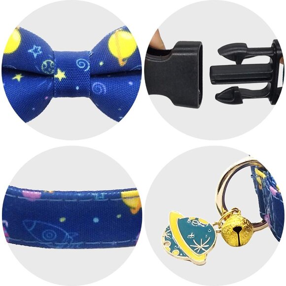 KUDES Dog Bow Tie, Adjustable Dog Collars with Bow Tie and Bells Charm Safety )) - Picture 4 of 7